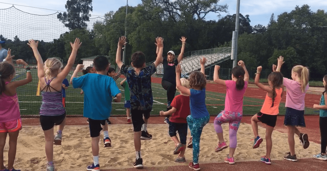 Kids running on track